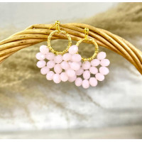 Cluster Transparent Baby Pink Beads Dangle Earring - Li_Made